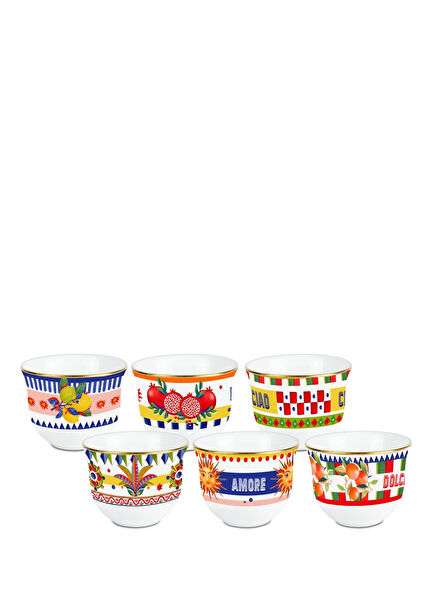 Dolce Vita Arabic Cup Patterned Porcelain 6-Piece Mug Set