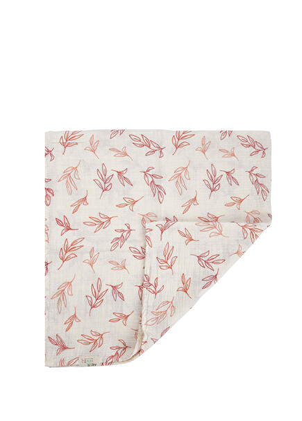 Yaprak Desenli Çift Kat Müslin Bebek Yatak Örtüsü
