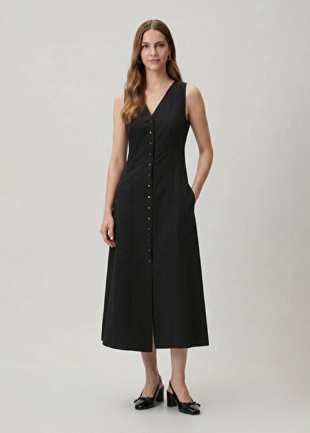 Black Midi Flared Dress