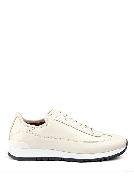 Cream Men's Leather Sneakers
