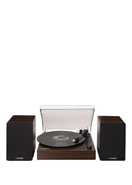 LS-200 Brown Wooden Bluetooth Turntable with External Speaker