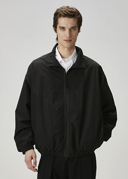 Black Logo Embroidered Coat