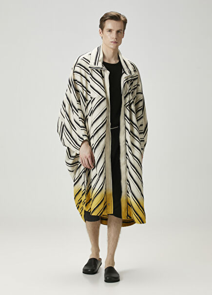 Colorblocked Striped Linen Parka
