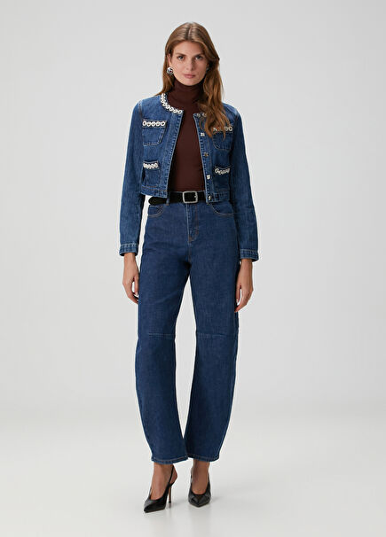 Blue Barrel Leg Jeans