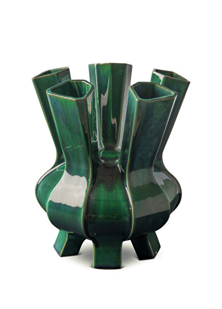 Puyi Dark Green Ceramic Vase