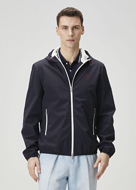 Lacivert Kapüşonlu Mont