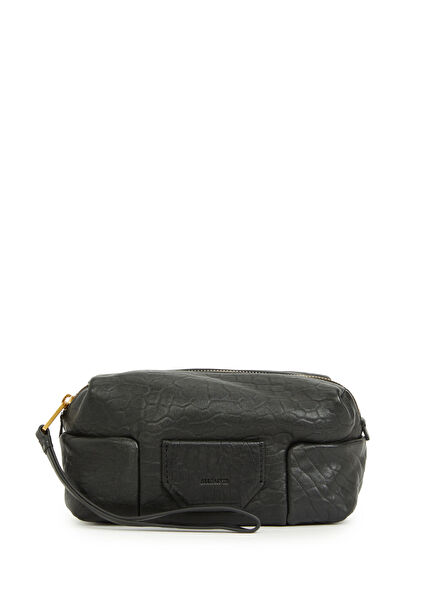 Ares Siyah Deri Makyaj Çantası