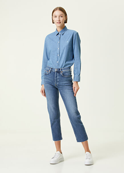 70s Stove Pipe Koyu Mavi Jean Pantolon