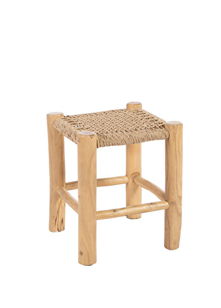 London Rattan Tablalı Ahşap Tabure