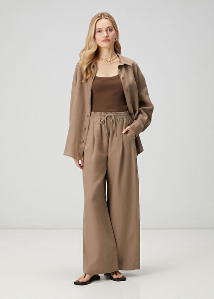 Vizon Bol Paça Keten Pantolon