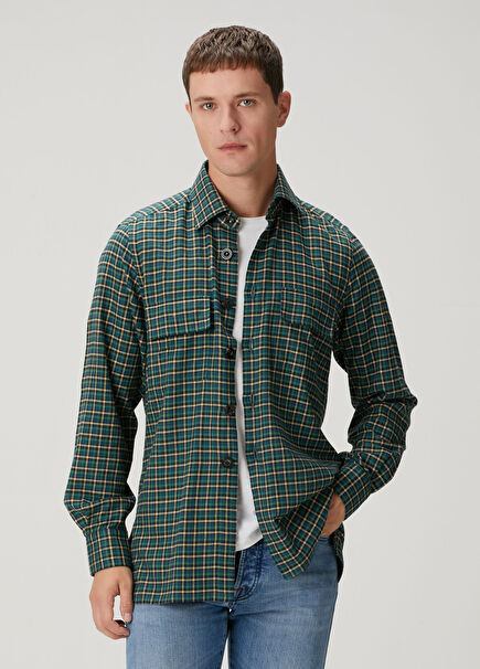 Yeşil Ekose Desenli Gömlek