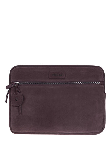 Burgundy Still Genuine Suede Leather 15 16" MacBook Laptop Case