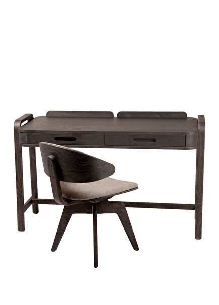 Demce + Fila Wood Koyu Vizon Çalışma Masası ve Sandalyesi Seti