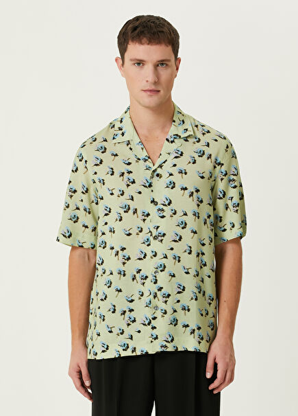Light Green Abstract Floral Print Shirt