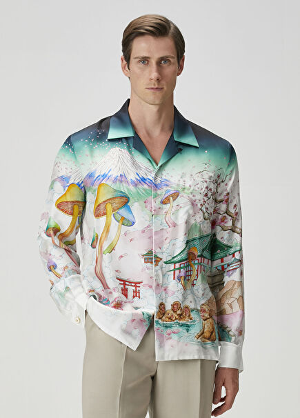 Colorblocked Desenli İpek Gömlek