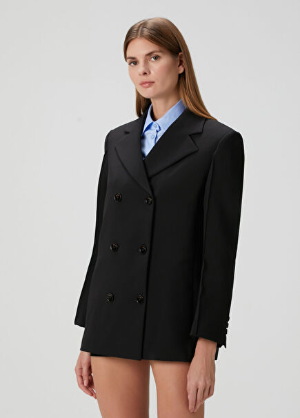 Tiago Black Double-Breasted Jacket