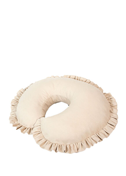 Beige Cotton Ruffled Nursing Pillow