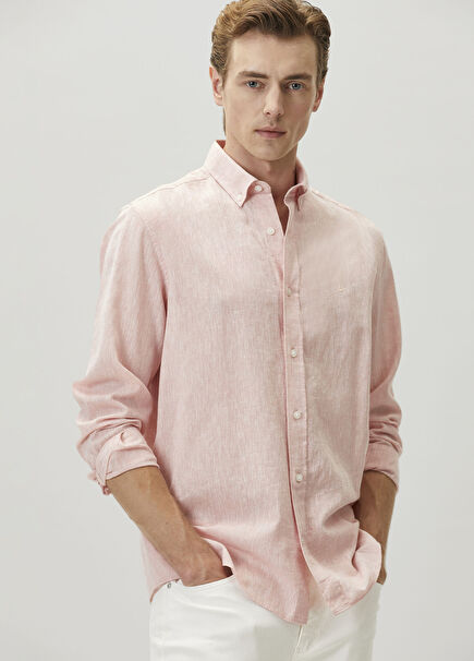Comfort Fit Somon Keten Gömlek