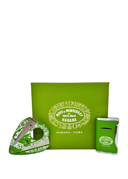 Hoyo De Monterey Yeşil Puro Çakmağı ve Kesici Seti