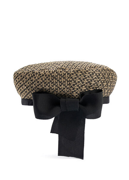 Sheila İri Fiyonklu Kadın Beret Şapka