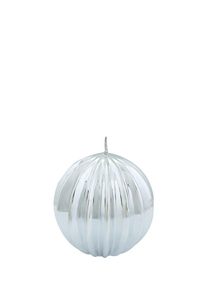 Metalik Gümüş Top Mum 10 cm