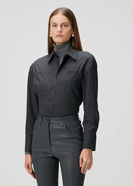 Koyu Gri Yün Gömlek