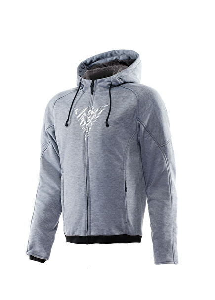Bovisa Safety Hooded Full Zip Grey Melange Black Men's Motorcycle Jacket