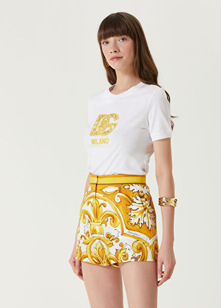 Beyaz Logo Nakışlı T-shirt