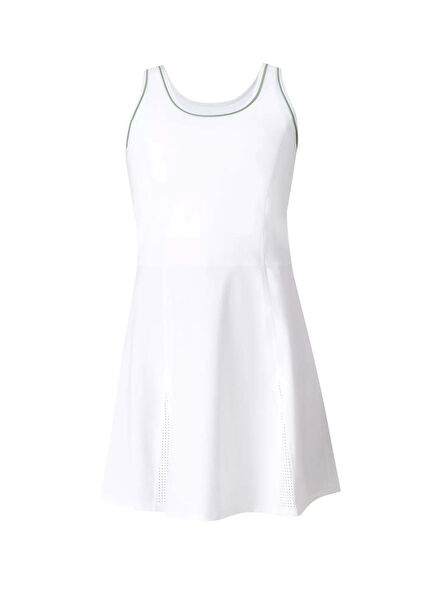 Power Flare Beyaz Kolsuz Kadın Tenis Elbisesi