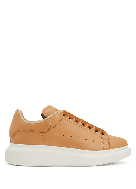 Oversize Bej Kadın Deri Sneaker
