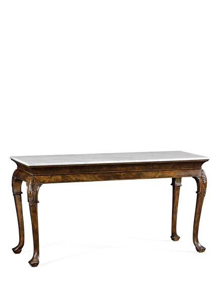 Brown Mahogany Brown Wooden Marble Console