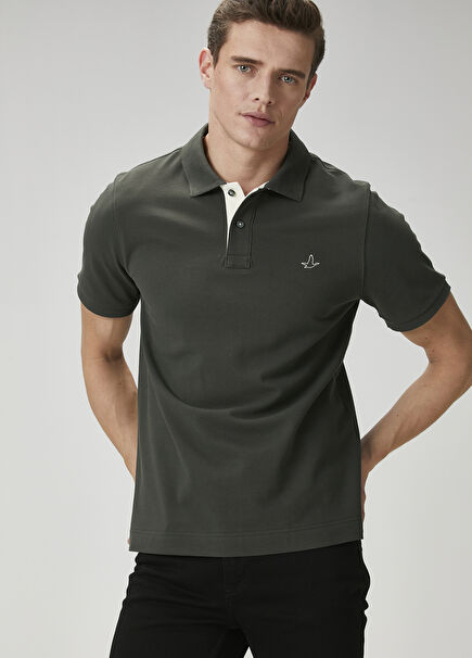 Comfort Fit Haki Polo Yaka T-shirt