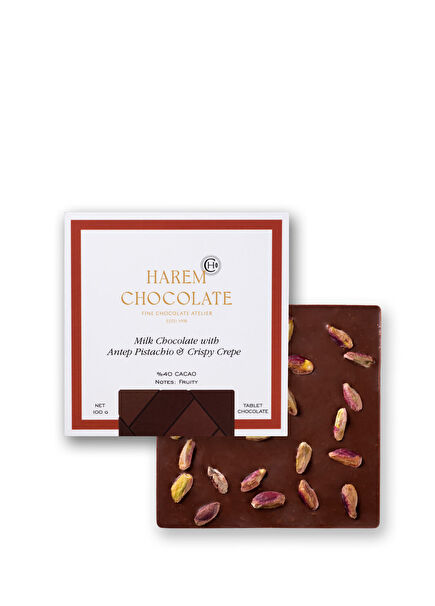 Fıstıklı Krepli Sütlü Tablet Çikolata 100g