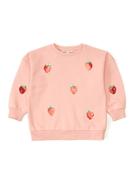 Powder Embroidered Girl's Organic Cotton Sweatshir