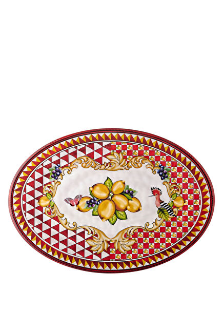 Capri Kırmızı Melamin Oval Tepsi