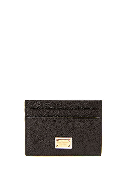 Siyah Logolu Kadın Deri Kartlık