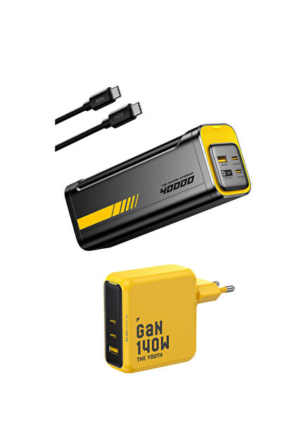 40.000 mAh 140W Powerbank Youth 3 Portlu Şarj Adaptörü