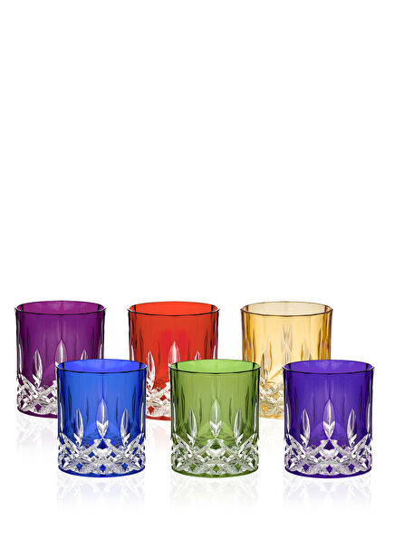 Cristalline Multicolor 6 Piece Whiskey Glass Set