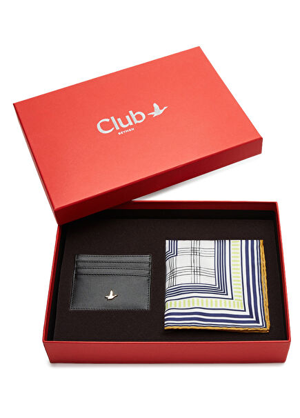 Black Leather Card Holder Scarf Set