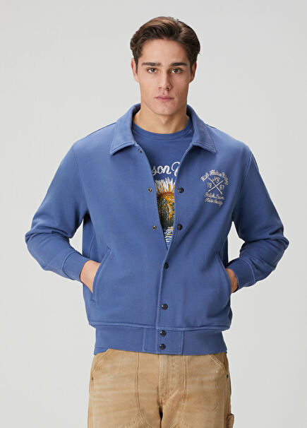 Lacivert Logo Nakışlı Sweatshirt