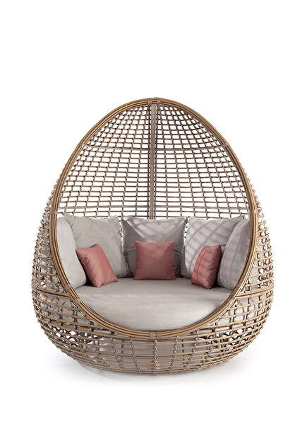Faber Bej Rattan Daybed Bahçe Koltuğu