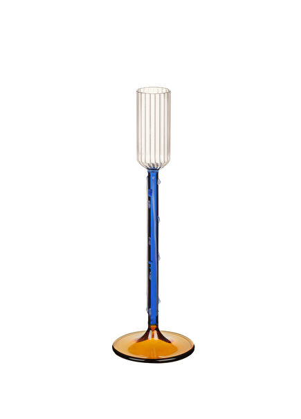 Nanjing Blue Yellow Glass Candlestick