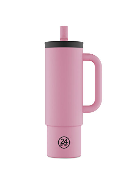 Pembe Straw Cup Pipetli Çelik Termos 800 ml