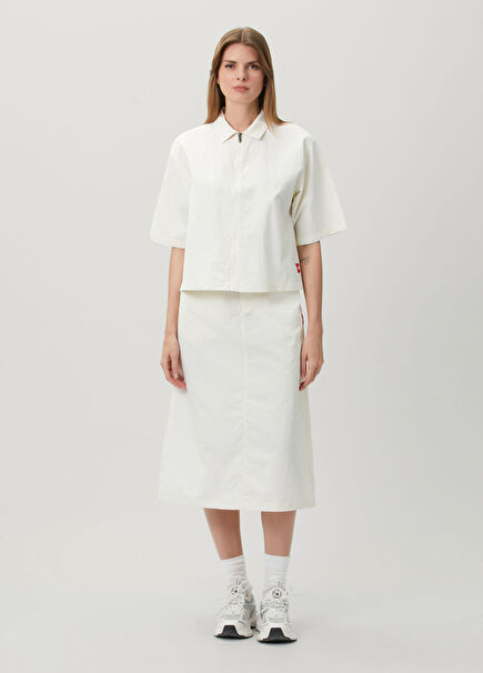 Redbox White Belted Midi Skirt