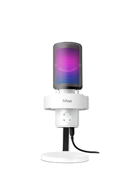 Ampligame A9 USB RGB White Gaming Computer Microphone