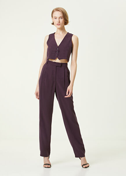 Oslo Button Detailed Plum Vest