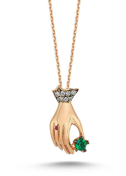 Giving Hand Pırlanta Detaylı Kadın Altın Kolye