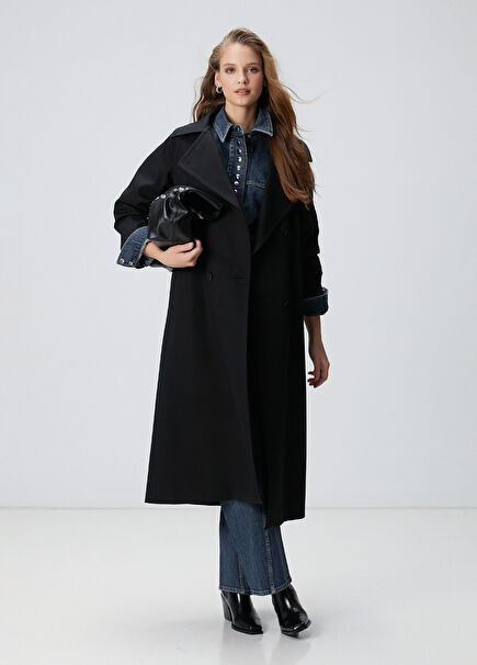 Black Double-Breasted Trench Coat