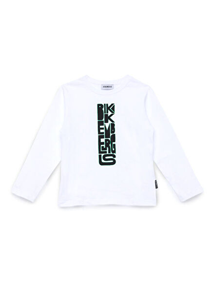 White Printed Long Sleeve Boys' T-Shirt
