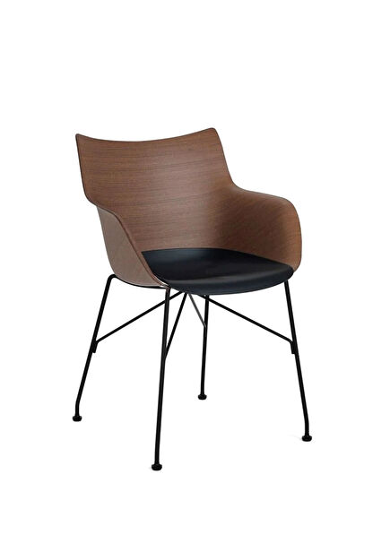 Q/Wood Ahşap Kollu Kahverengi Siyah Sandalye